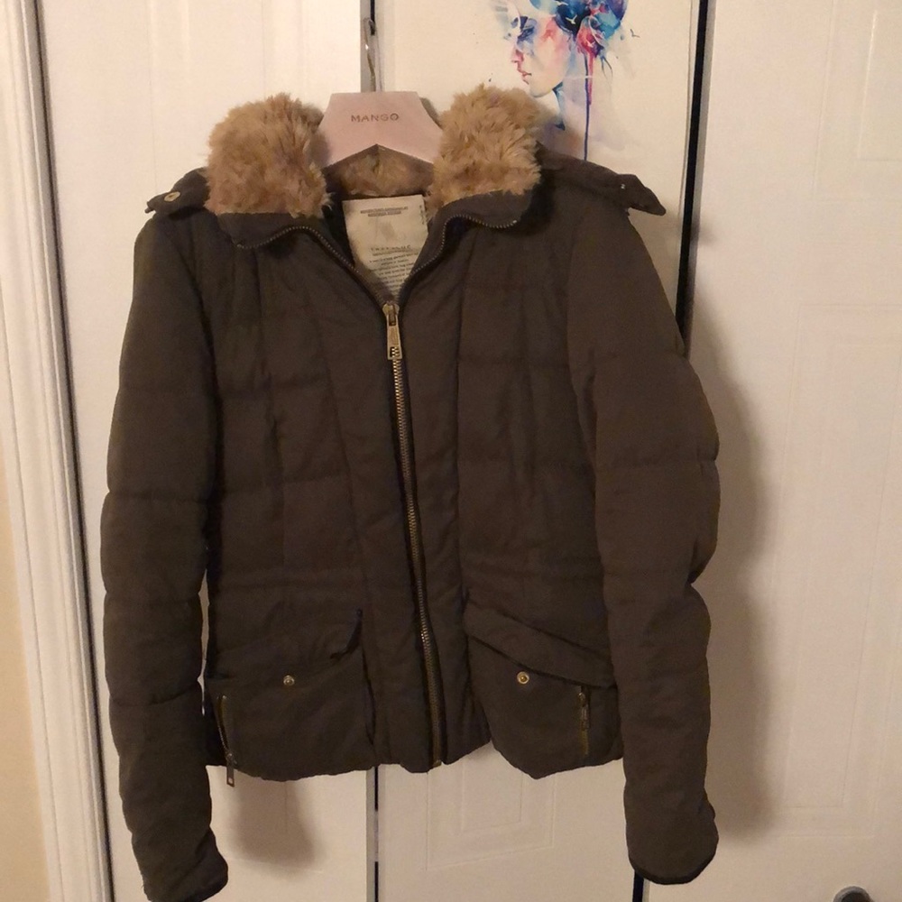 Olive winter jacket- ZARA